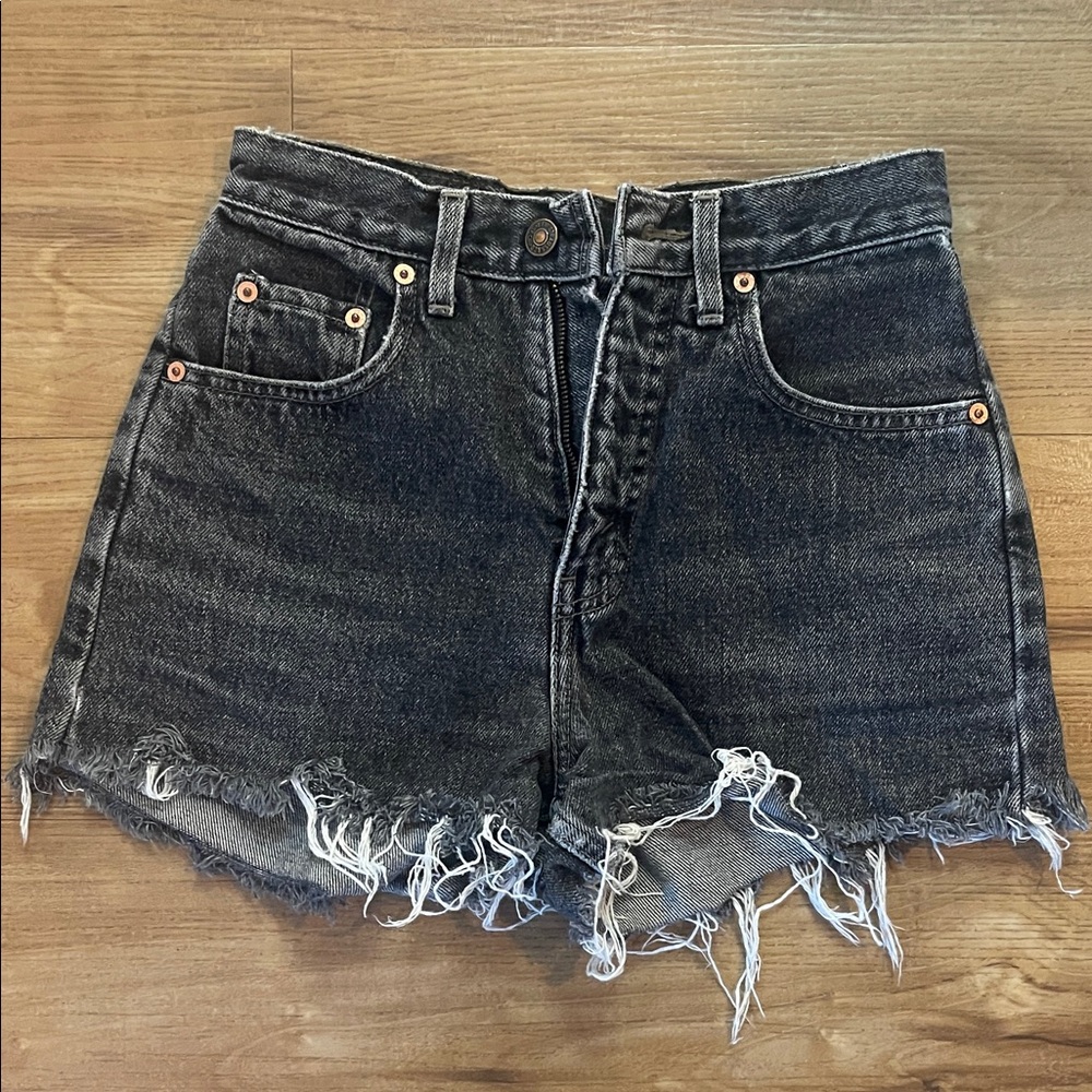 High-Rise Black vintage levi’s Denim Cutoff Shorts